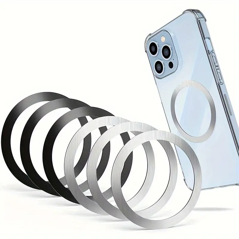 1 Universal Car Magnetic Phone Holder with Metal Magnet Plate, Ring, Wireless Charger Support, Iron Sheet Sticker for All Smartphones