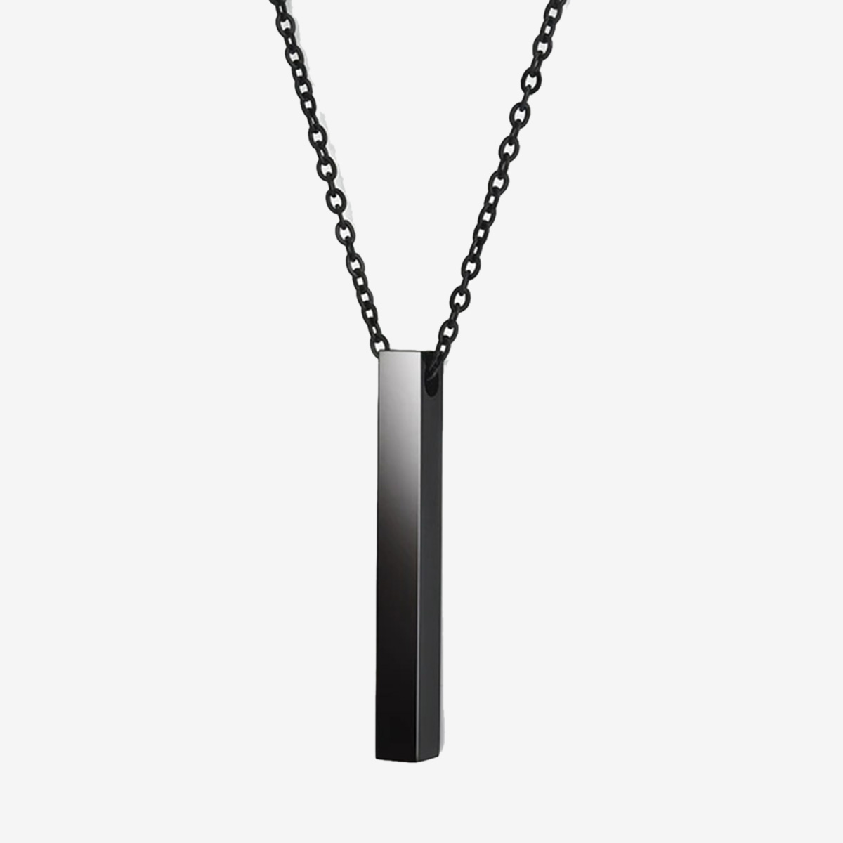 BlACK 100% Pure Stainless Steel Vertical Bar Necklace/Locket/Chain for Men/Boys