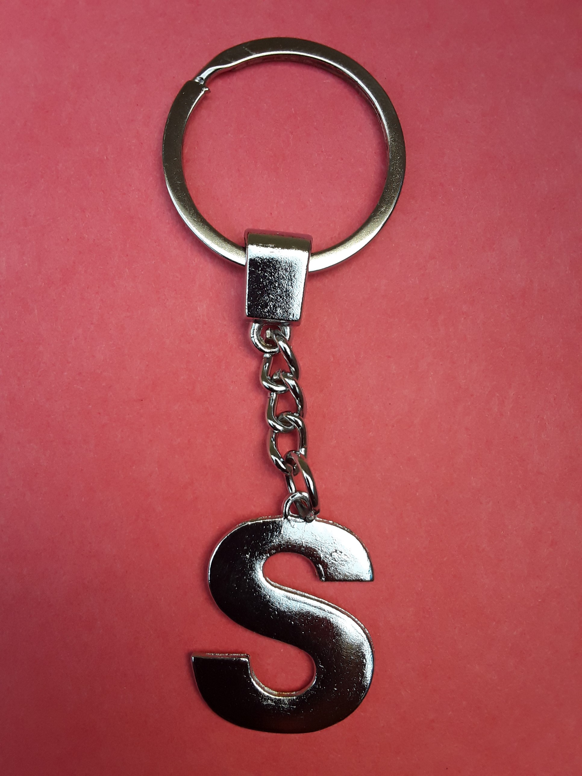 Wallpaper Keychain S Name Silver Stainless Steel Metal Alphabet