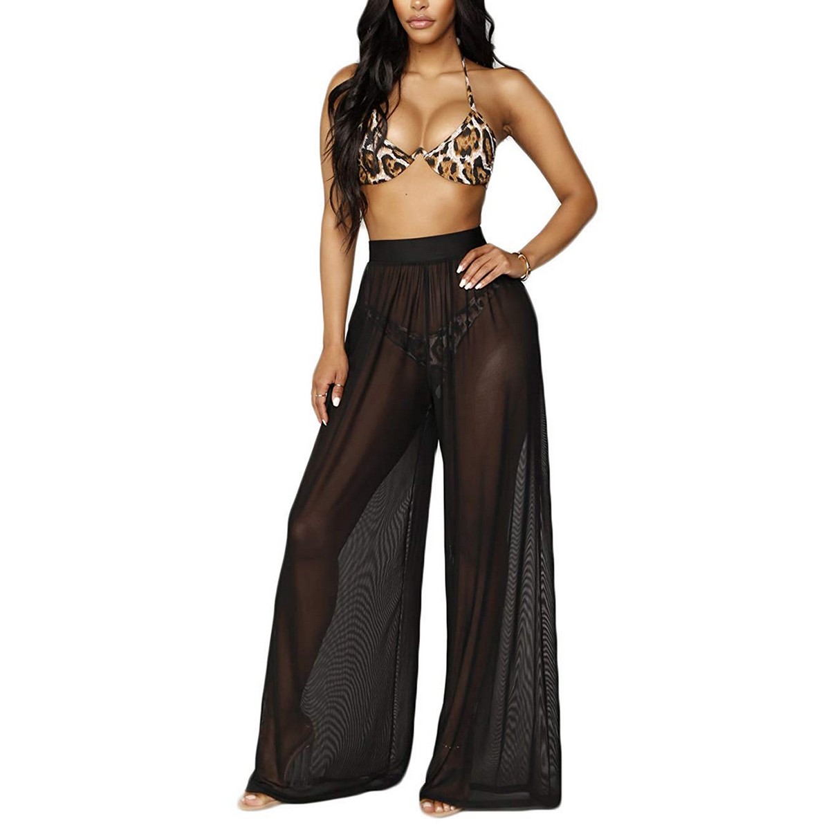 Womens Beach Mesh Long Pant Bikini 