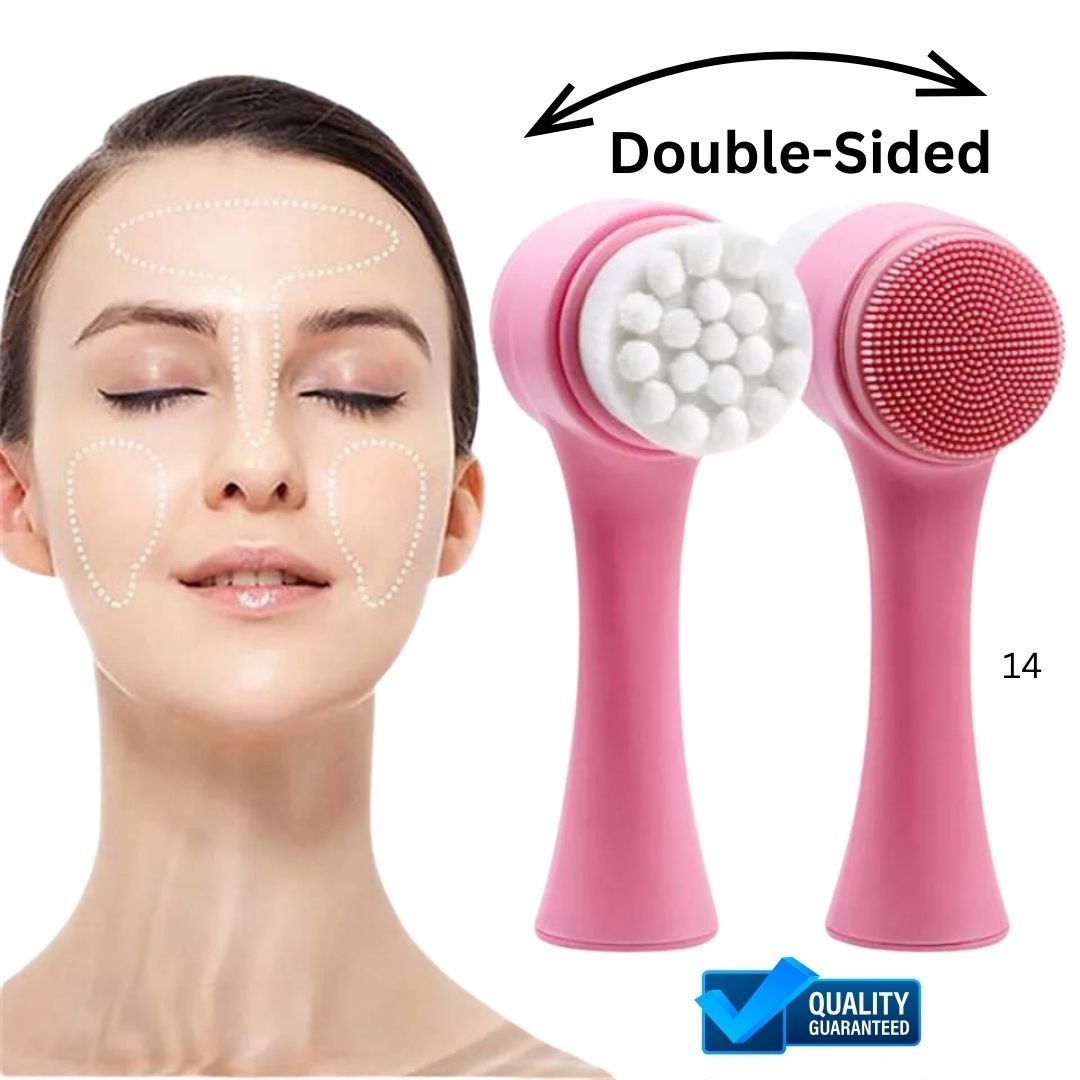 Premium Jade Gua Sha and Silicone Face Cleansing Brush Duo Pack - Anti-Aging, Brightening Skin Care Tool