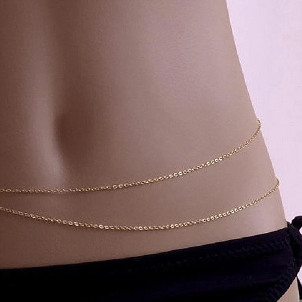 Gold Alternate Long Link Belly Chain