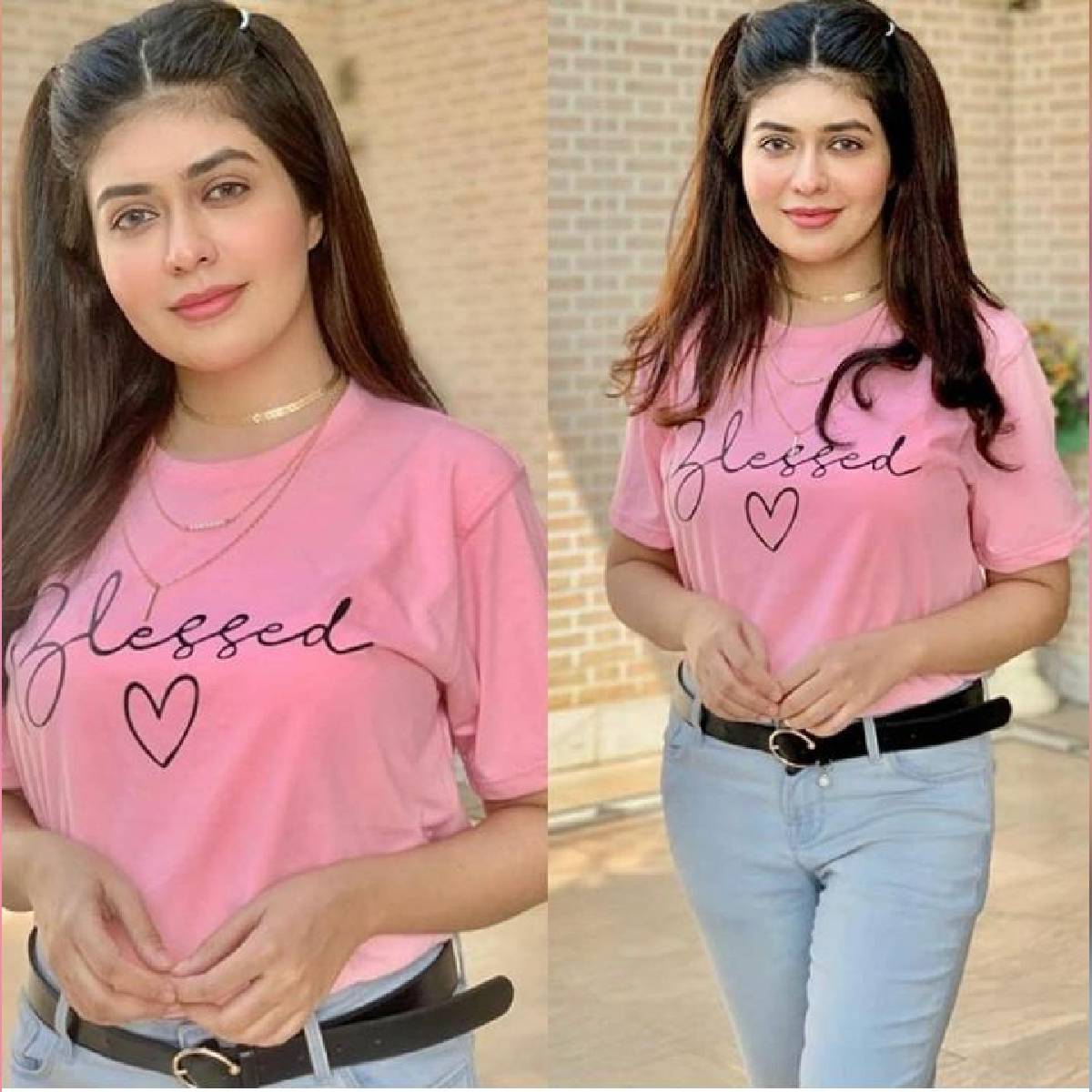 Blessed Printed Pink T-Shirt – Cotton, Summer Half Sleeve for Women