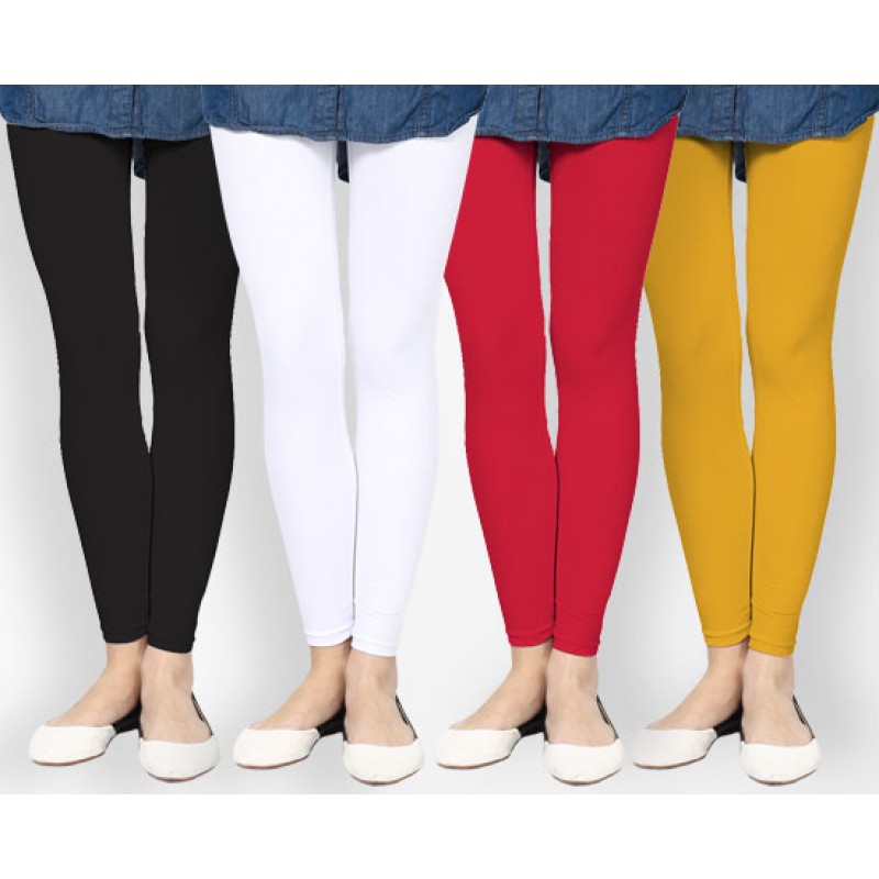 Ladies Tights high Stretch Leggings For Spring And Summer six assorted  Colors - Trousers for Girls( pack of 4)