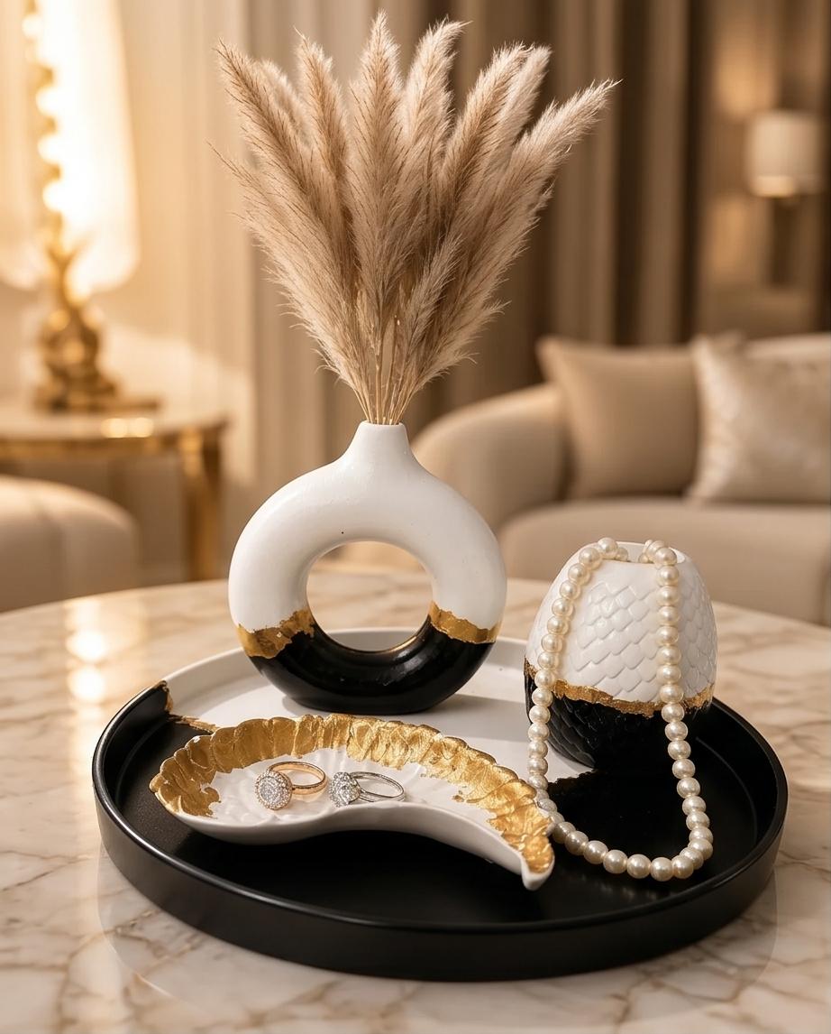 Donut Shape Ceramic Vase, Modern Luxury Home Decor, Perfect for Fresh or Artificial Flowers