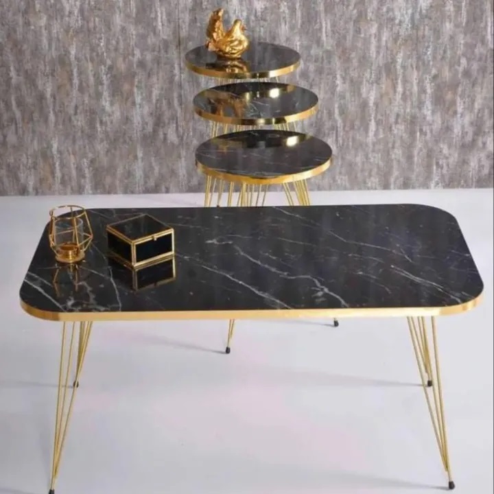 Arooji,s New launched Modern High Gloss Coffee Table Set - 1 Piece or 4 Piece or 3 Unique Shapes, Luxury Geometric Design, Glossy Finish, Durable Living Room Furniture