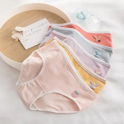Cute Women's Panties Candy Color Girls Briefs Cotton Lovely