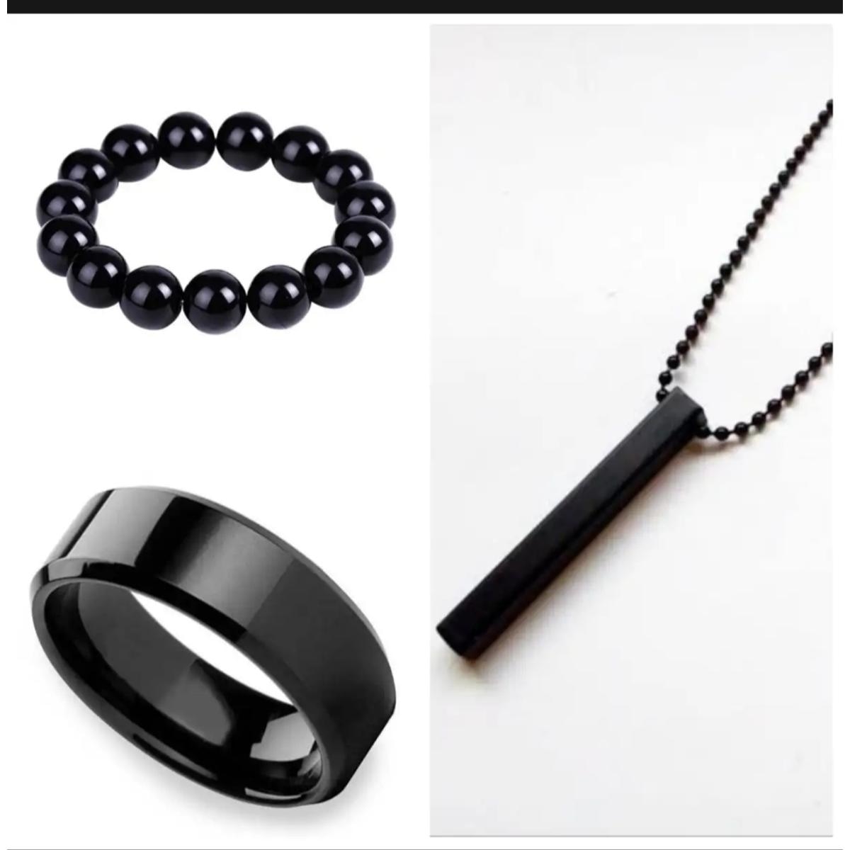 Silver /black 100% Pure Stainless Steel Vertical Bar Necklace/Locket/Chain for Men/Boys