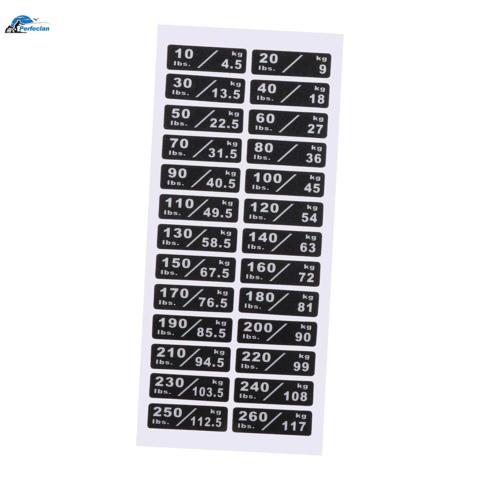 Weight Stack Labels 10-260lbs Black Background Weight Stickers for ...