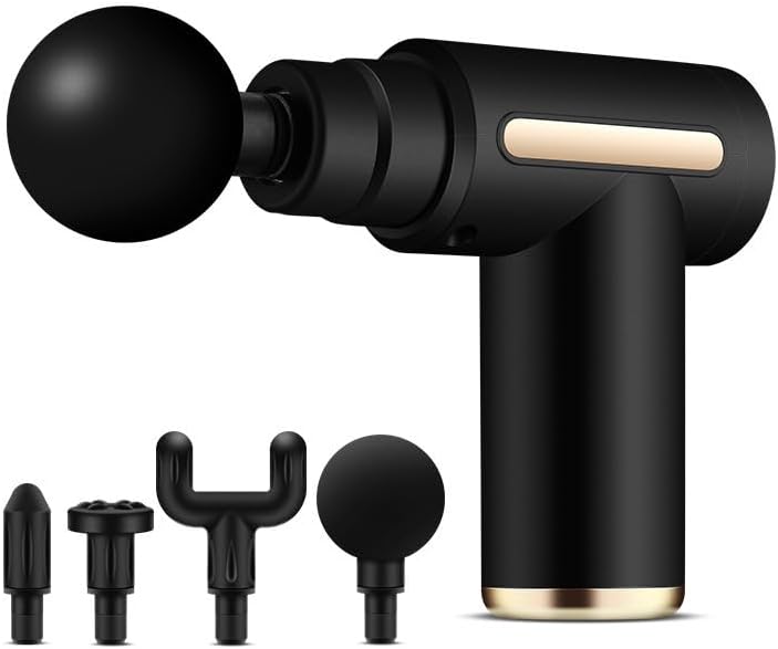 4in1 Massage Gun, Small Travel Tool, Massage Gun Deep Tissue,Percussion Handheld Portable Muscle Massager Tool for Full Body Pain Relief, Ideal Gifts for Men, Women(Black)