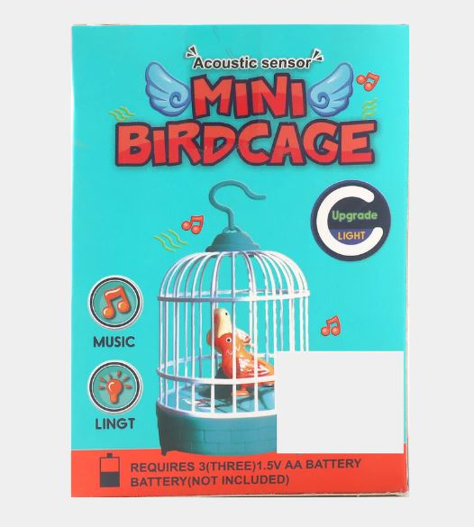 Voice Control Talking Bird Cage Toy – Electric Mini Parrot with Light & Sound, Hand Sensor Chirping Singing Bird Toy for Kids, Realistic Electronic Birdcage