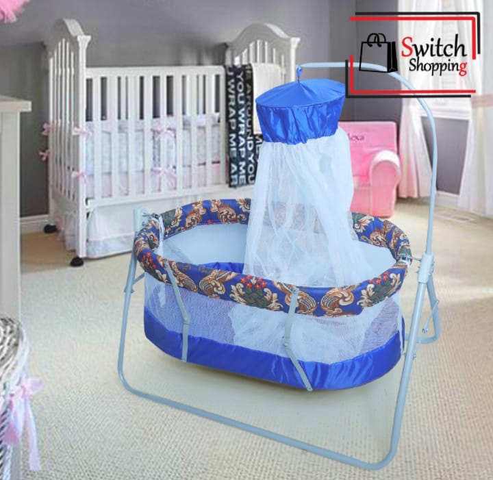 Beautiful Baby Swing Manual  with Mosquito Net in Iron Material