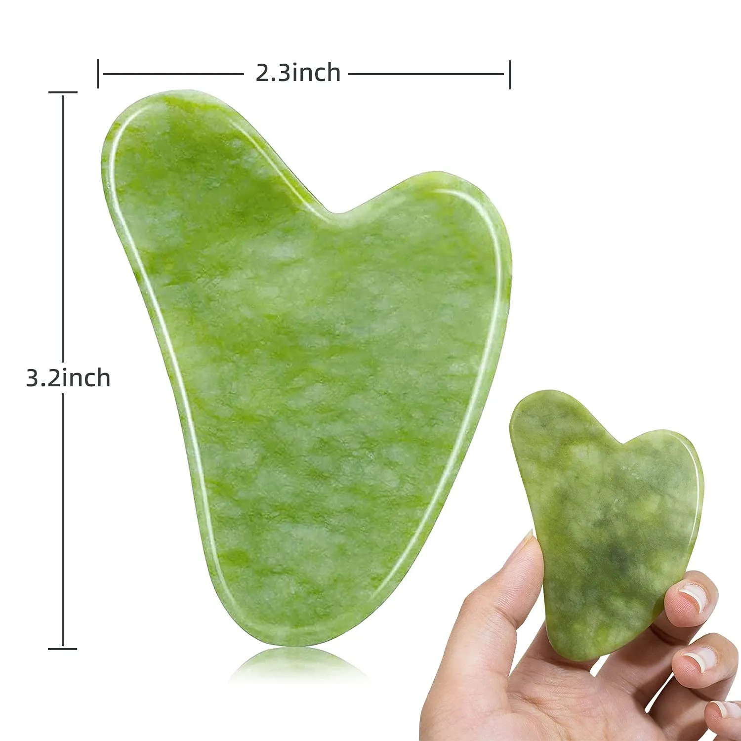 Original Gua Sha Facial Tool, Natural Jade Stone Board Guasha Massage Tool Self Care for Face Body Relieve Muscle Tensions Reduce Puffiness