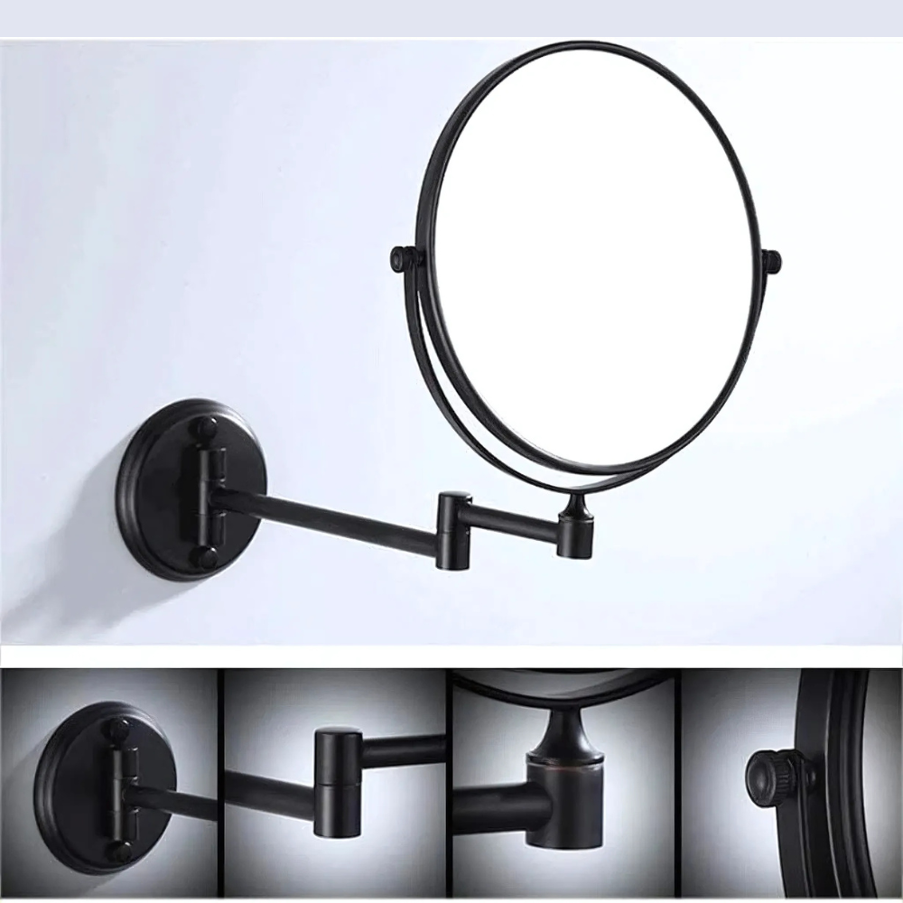 RICHARD Wall Mounted Magnifying Mirror | Double-Sided 1X/3X Makeup Mirror | 360° Rotating Adjustable Vanity Mirror for Bathroom | Shaving & Beauty Mirror for Men & Women | Silver Finish Magnification Mirror for Wall | Face & Makeup Use