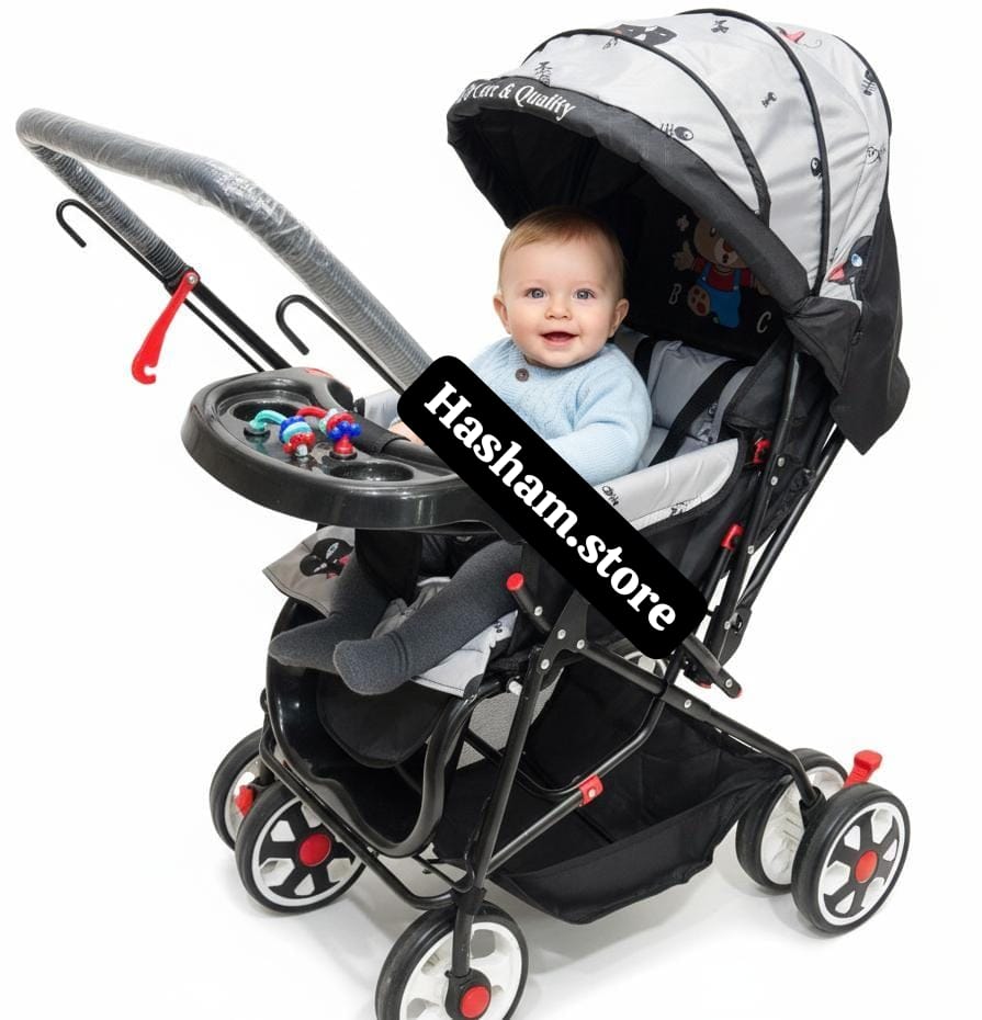 Baby Pram / Baby stroller / Imported Baby Pram with doble side handle / Baby Pram with 8 big size Wheels and breaks / Foldable baby stroller for newborn Baby
