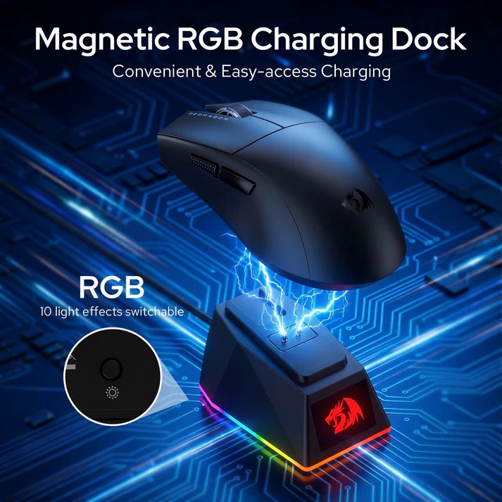 Redragon M999 KING Ultra Tri-Mode Wireless Gaming Mouse 1K Hz 45000Dpi RGB Charging Station 55G Ultra-Light Weight 18 166f5091b7adf2b2ff72b8bdb0fe9b69