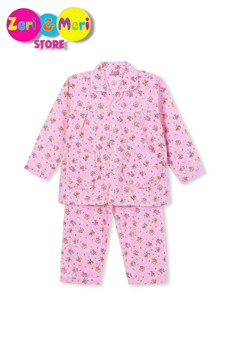 Kids Cotton Nightwear Set with Button-Down Collar - Assorted Patterns for Boys & Girls