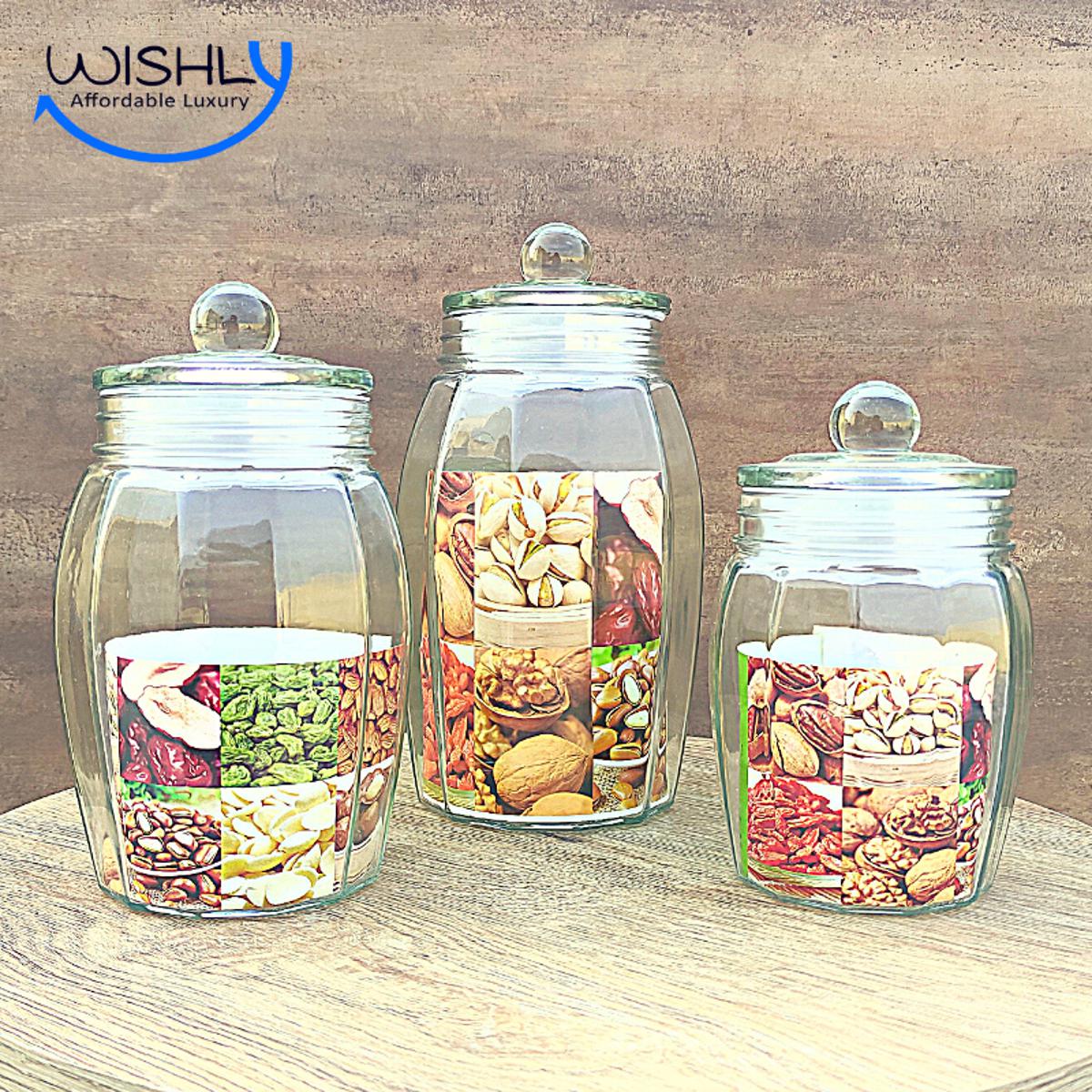 Wishly Airtight food storage Glass Jars/Containers Set with vacuum