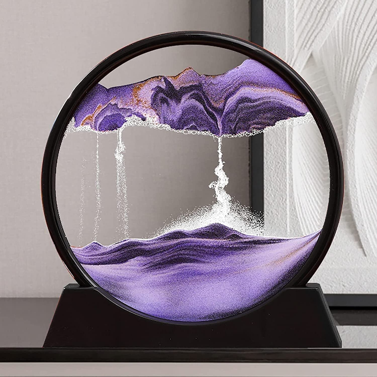 3D Moving Sand Art Picture, Sand Desk Lamp, Flowing Sand Painting Dynamic Night Light, Showpiece - Home Decoration Creative Landscape Liquid Motion Living Room Bedroom Aesthetic Table Lamp, Hourglass Desktop Decor for Home Office Sandscape Display – 7inch