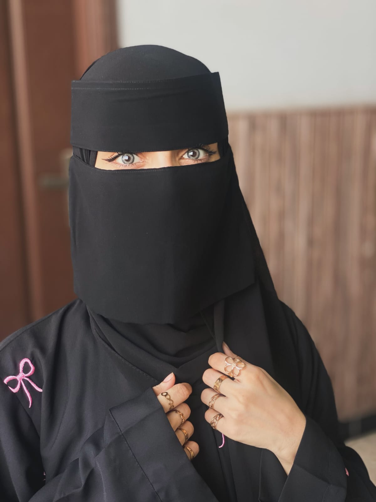 Short Length Forehead Saudi Niqab Ready-to-Wear Hijab, Extra Small, 7X11 High-Quality Lightweight Imported Chiffon and Georgette, Comfortable and Modest