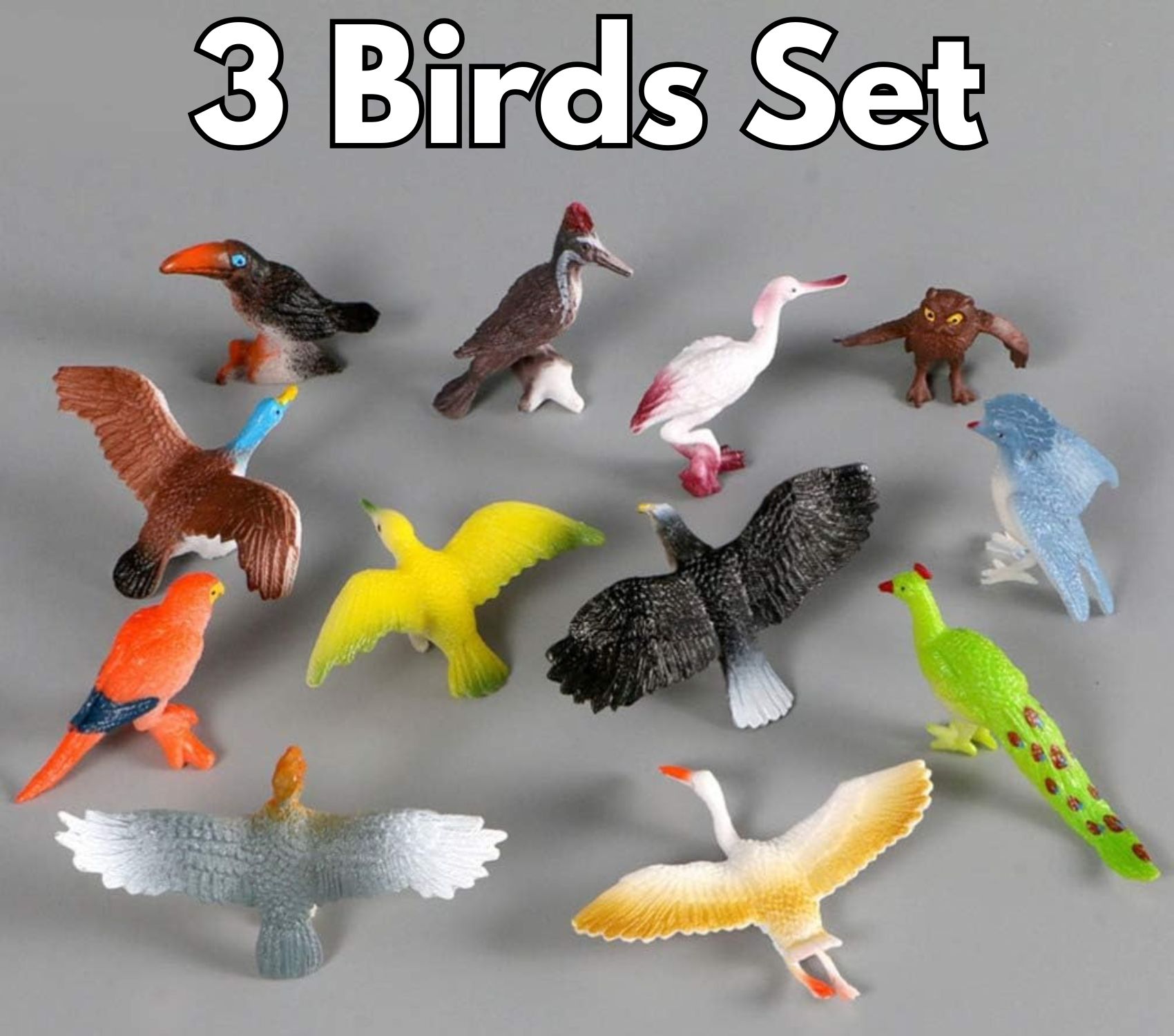 Realistic Rubber Bird Toy Set (2 to 3 Inches) – Simulated Bird Figures for Kids – Educational Animal Models for Learning, Pretend Play & Nature Exploration