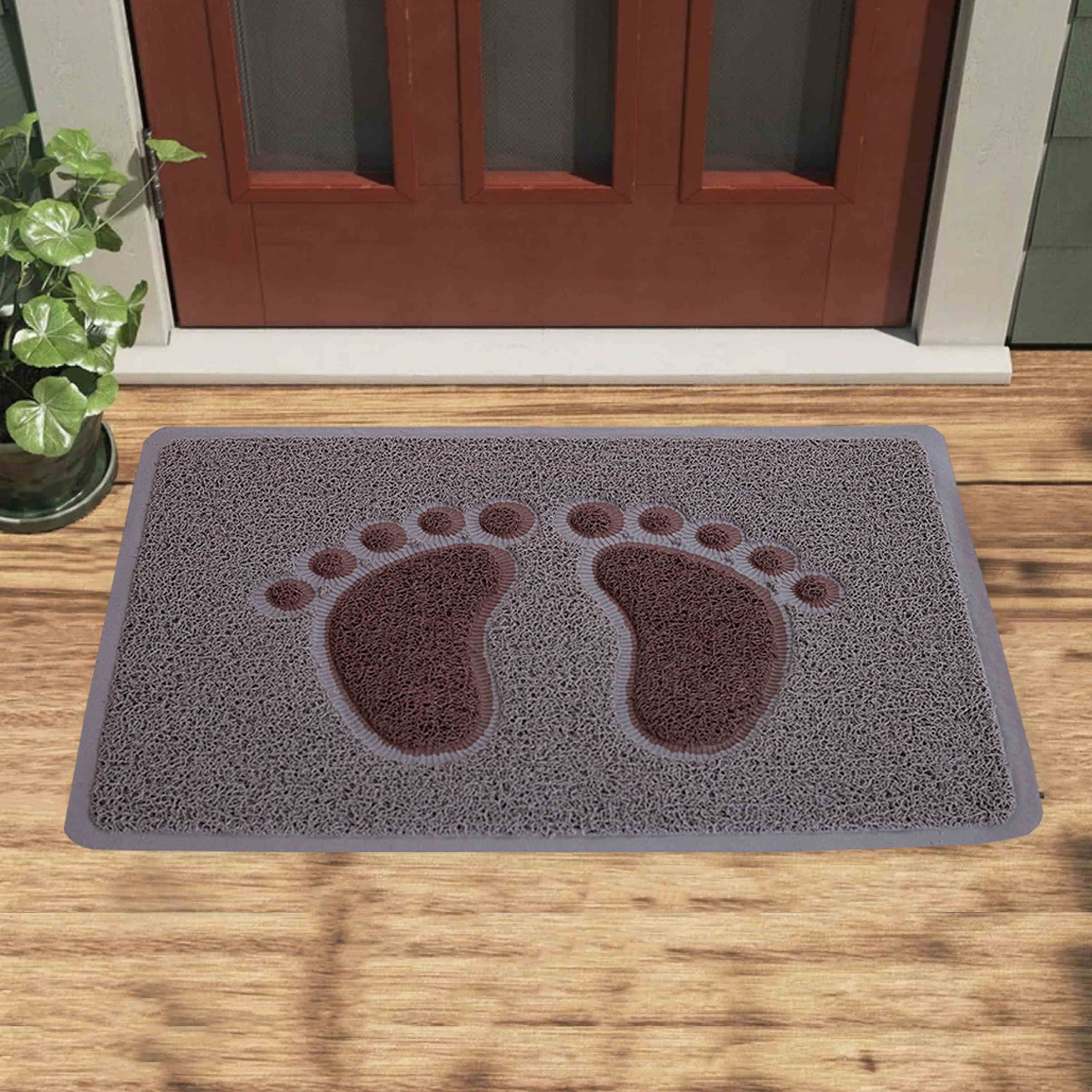 PVC Coil Doormat Foot Design Non Slip Washable Mat