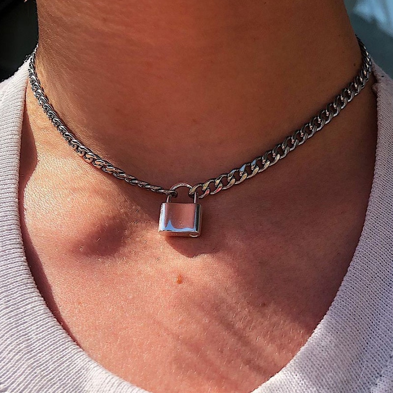 Multi-layer Lock Pendant Retro Necklace 