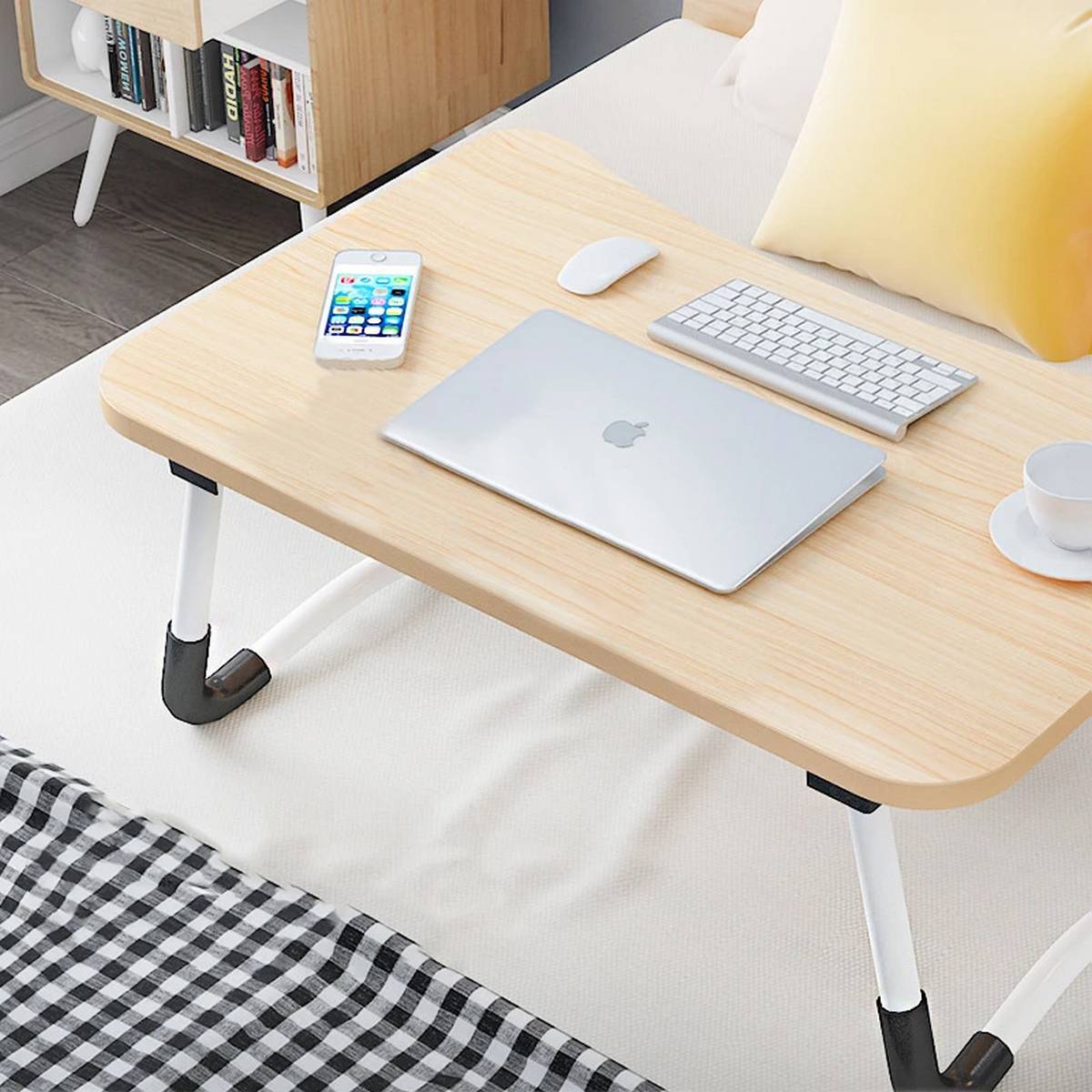 Dormitory Bed Desk Folding Laptop Bed Table foldable gaming breakfast laptop study table thick wood beautiful design non skid kids homework office desk home desk reading table multipurpose cup holder and notebook stand
