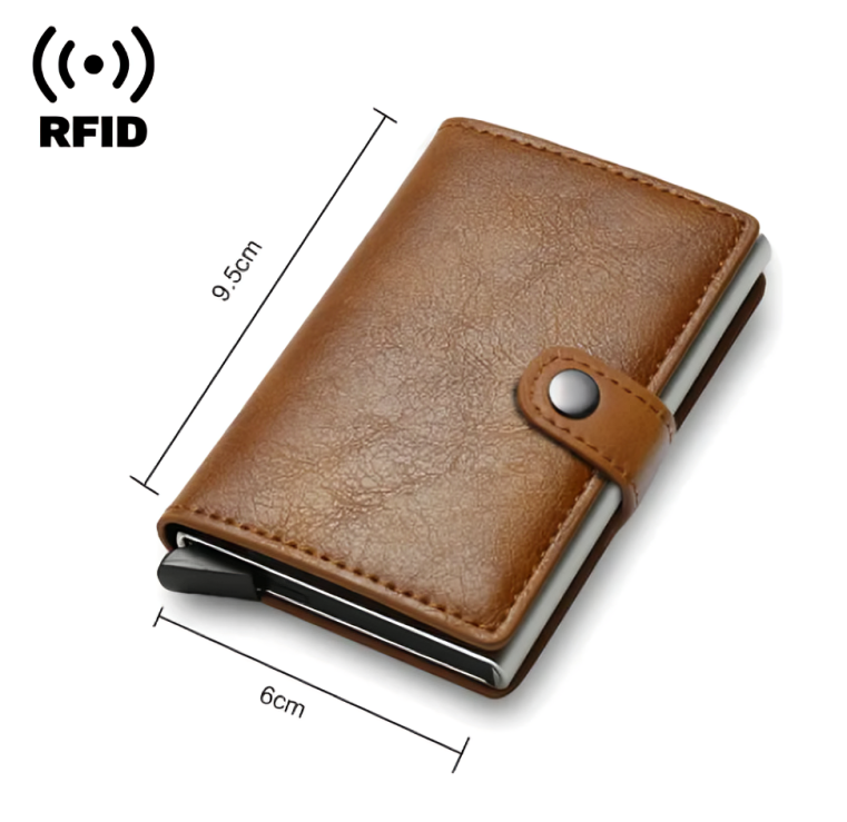 CHINONE RFID Blocking Security Wallet For Men, Blocks RFID from your Credit' Cards and ID's, Slim, Small, Minimalist Wallet, Pop Up Card Holder with Button Black Color
