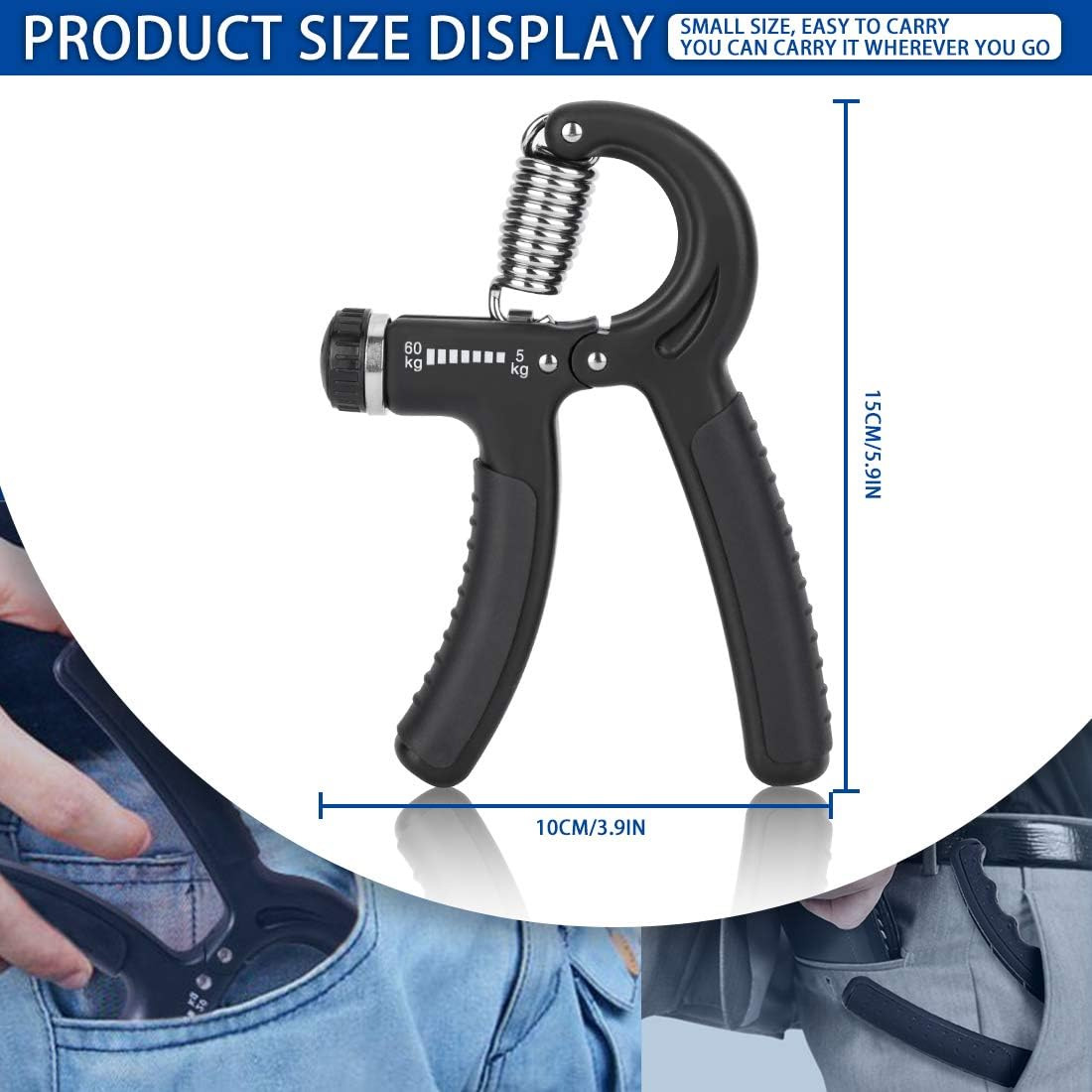 SP Dealz Adjustable Hand Gripper with Counter 10KG–60KG – Professional Hand Grip Strengthener, Finger Exerciser & Power Gripper for Men & Women