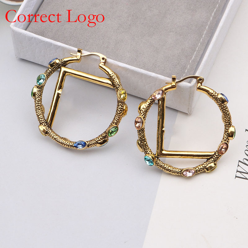 Nuevos pendientes de cristal con la letra F de Fenjia, de alta calidad, estilo minimalista artístico retro británico, moda vintage versátil._voghion.com