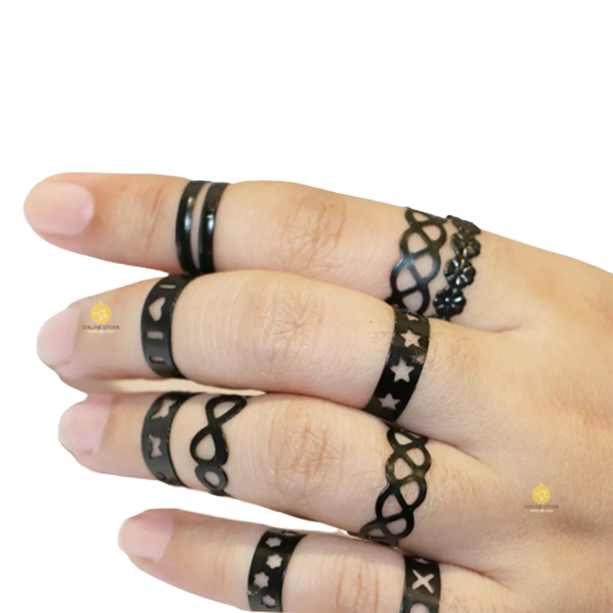 Pack of 10 Adjustable Stainless Steel Ring For Girls Universal size Attractive rings for women ECG Heart Design Mix Wedding party Jewelry