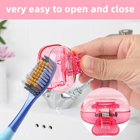 New Toothbrush Head Covers for Travel – 5PCS/10PCS Protective Plastic Cap Clip – Reusable, Snap-On Toothbrush Protector for Manual and Electric Brushes – Hygienic Storage for Office, School, Vacation, and Daily Bathroom Use