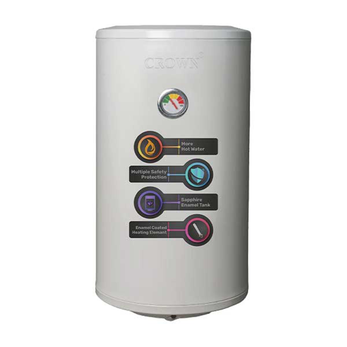 Crown EG-14G Electric Geyser 50 Litre Imported Itli Element Guage 12 x 16  Brand Warranty