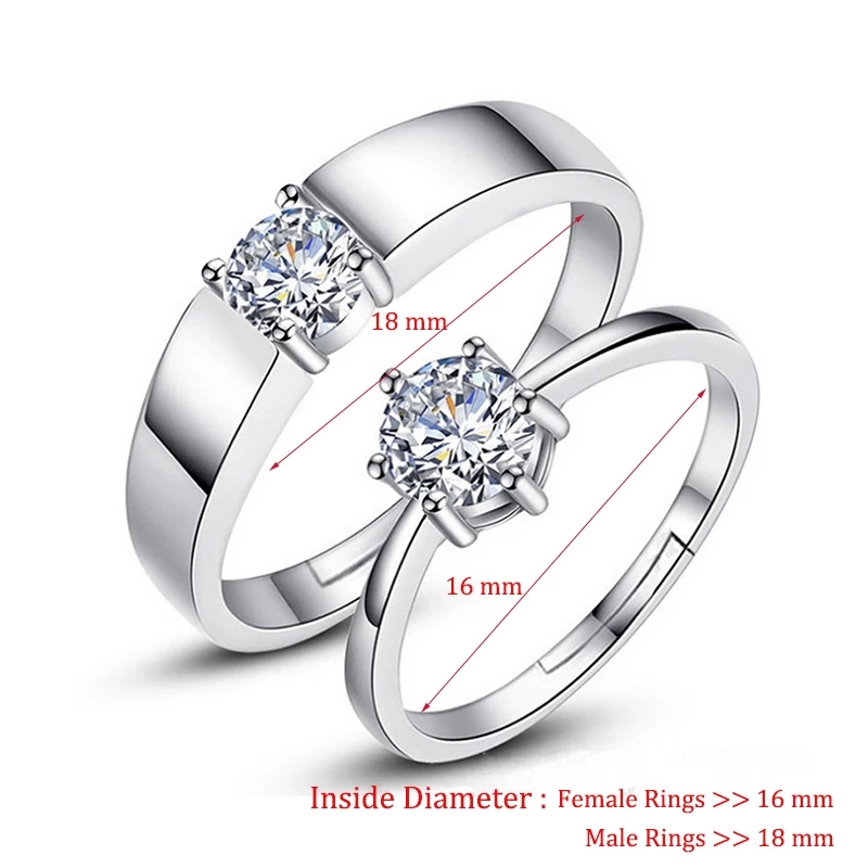 Classic Couple Rings For Men Women CZ Stone Trendy Wedding Lovers' Ring