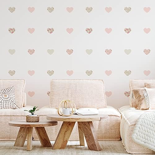 80pcs Pink Heart Shape Wall Stickers for Bedroom Living Room Girls Room
