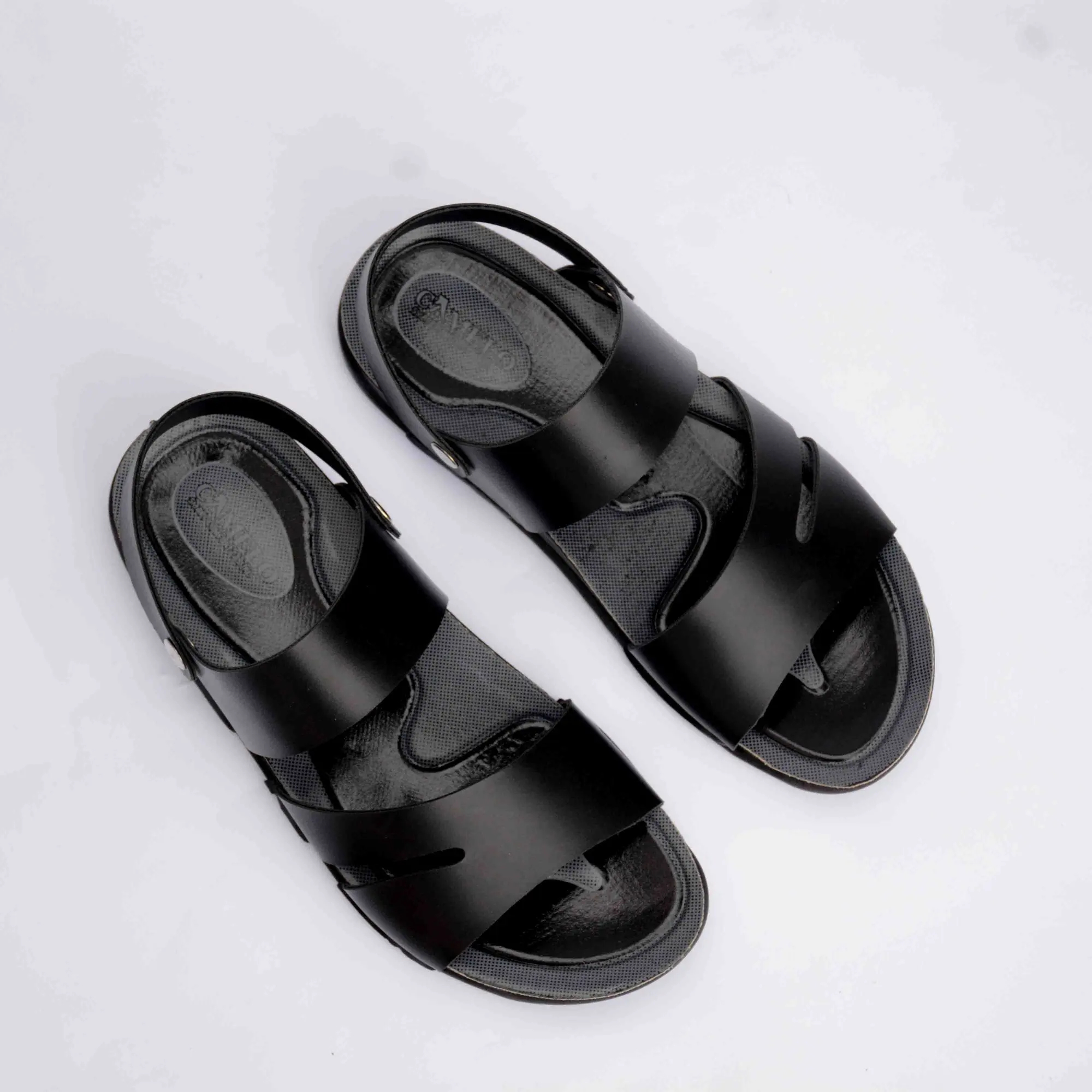 Camelo Stylish Black 3 Stripes Party Wear Convertible Sandal For Men