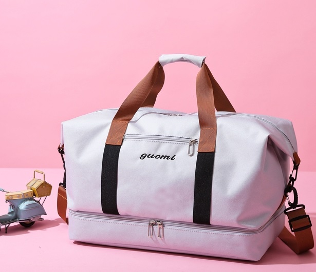 Travel Bag Waterproof Weekender Bags Oxford Cloth Luggages Handbag Shoulder Bag Traveling Bag Dry and Wet Separation Sport Bag Fitness Bag Gym Totes for Men Women ( Pink/Black)