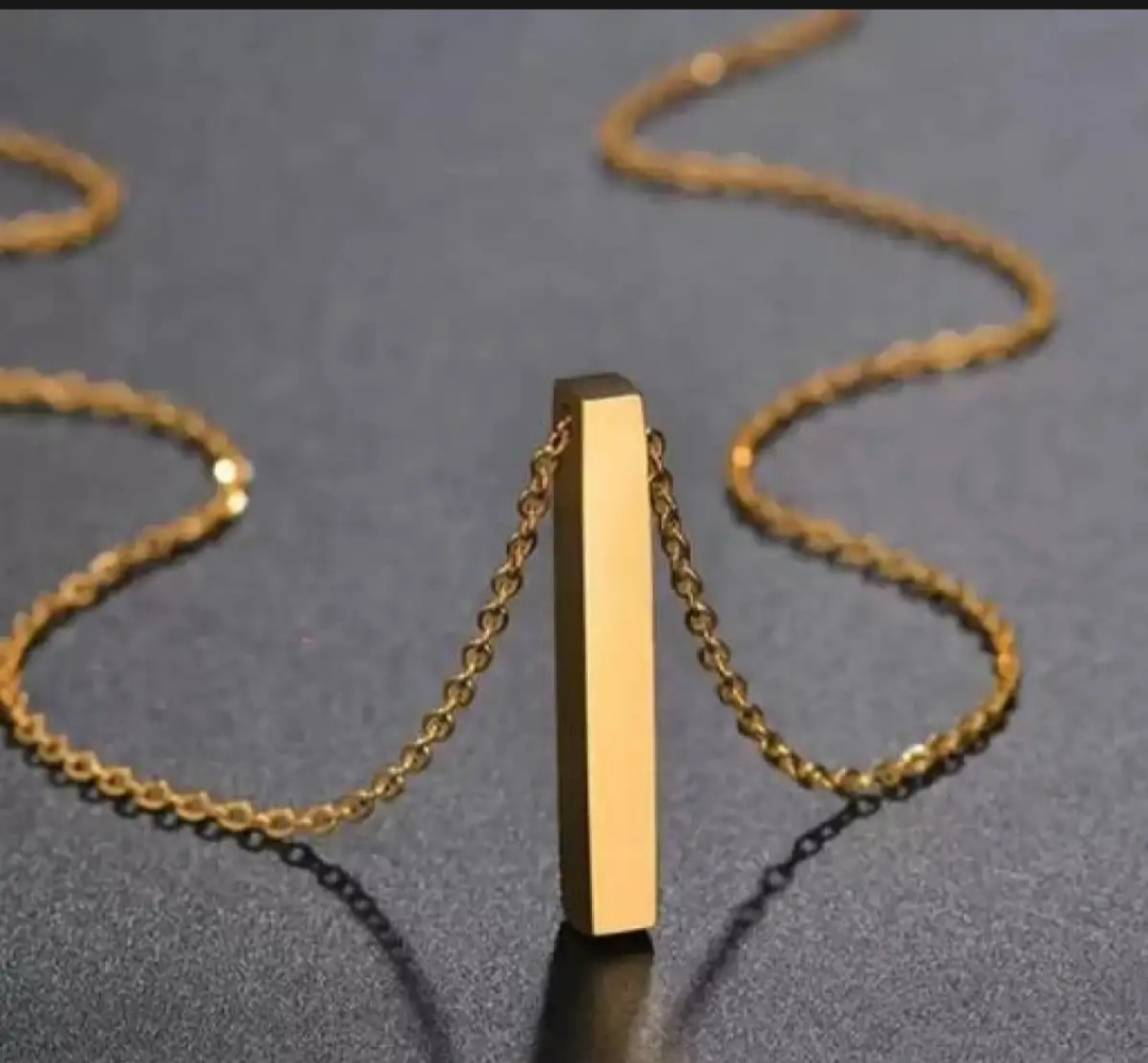 Combo Pack of 3 Golden Stick Bar Locket, Golden Challa & Golden Kara For Men & Boys
