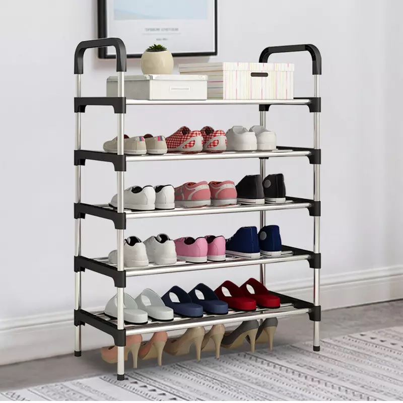 Stainless Steel Shoe Rack 5 Tiers Heavyweight - Shoe Stand - Shoe Rack Organizer - shoe rack - Fashion Shoe Rack - Shoe Storage Shoe Rack Multifunctional Book Rack Accessories Rack for Home and Office Durable