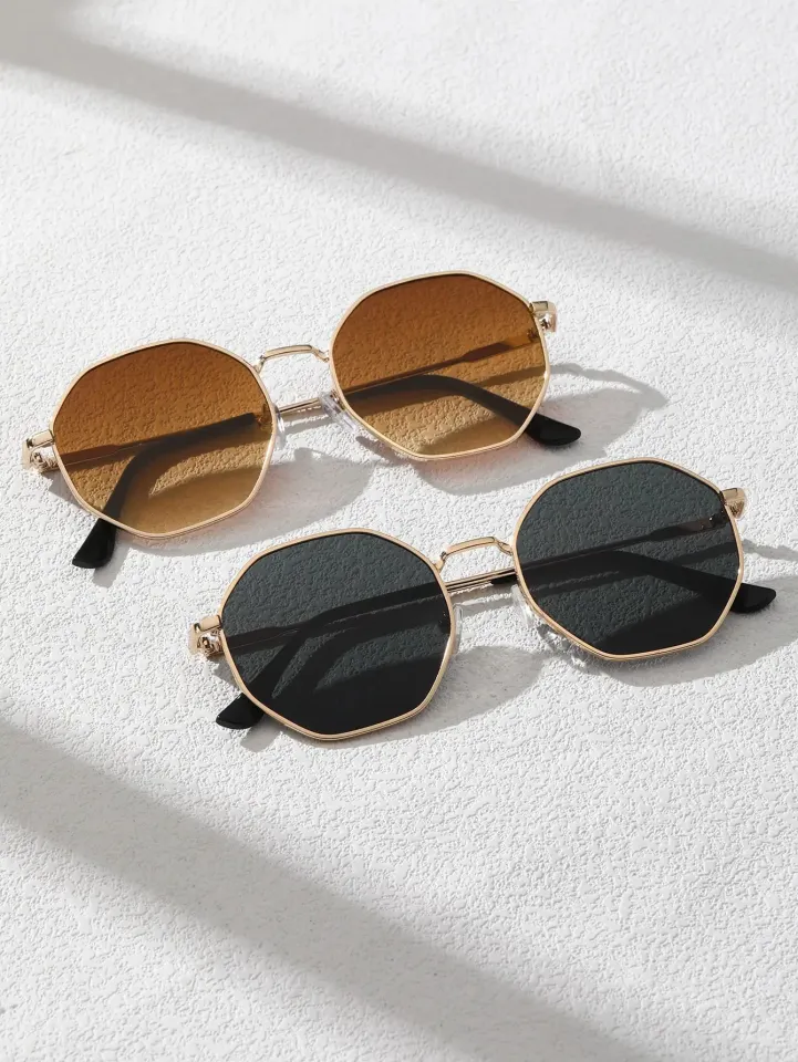 Trendy Vintage Polygon Metal Frame Sunglasses | Unisex Hot Girl Punk Style Retro Glasses | Steampunk Gradient UV400 Eyewear | Luxury AYN Y2K Fashion Sun Glasses for Men & Women