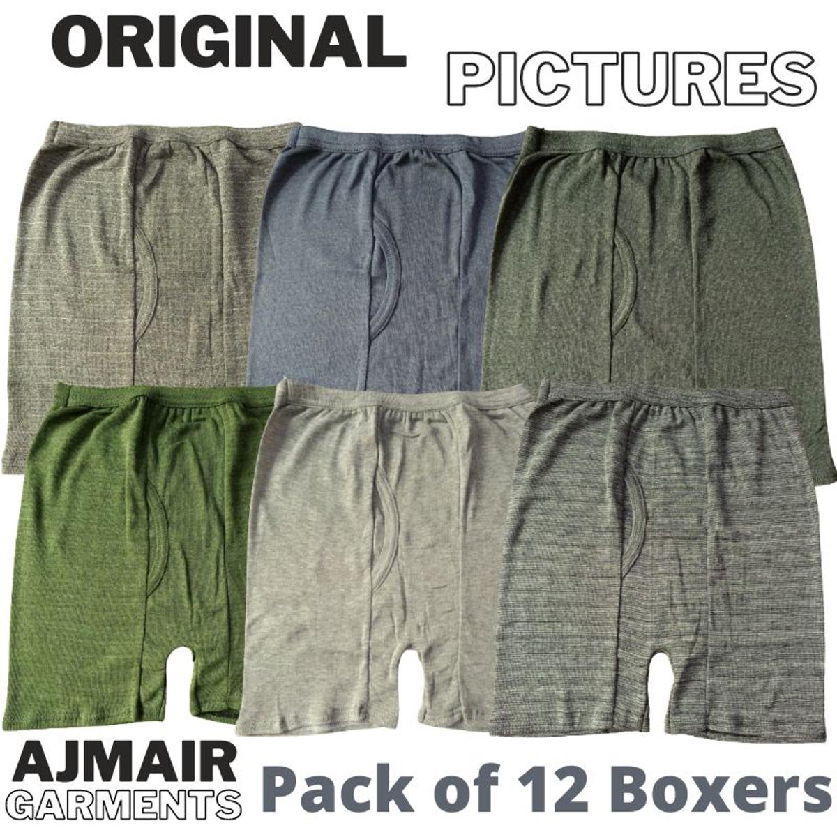 Ajmir Garments - Imported Pack Of 12 - Multi-Color Cotton Boxer For Men - Premium Quality"