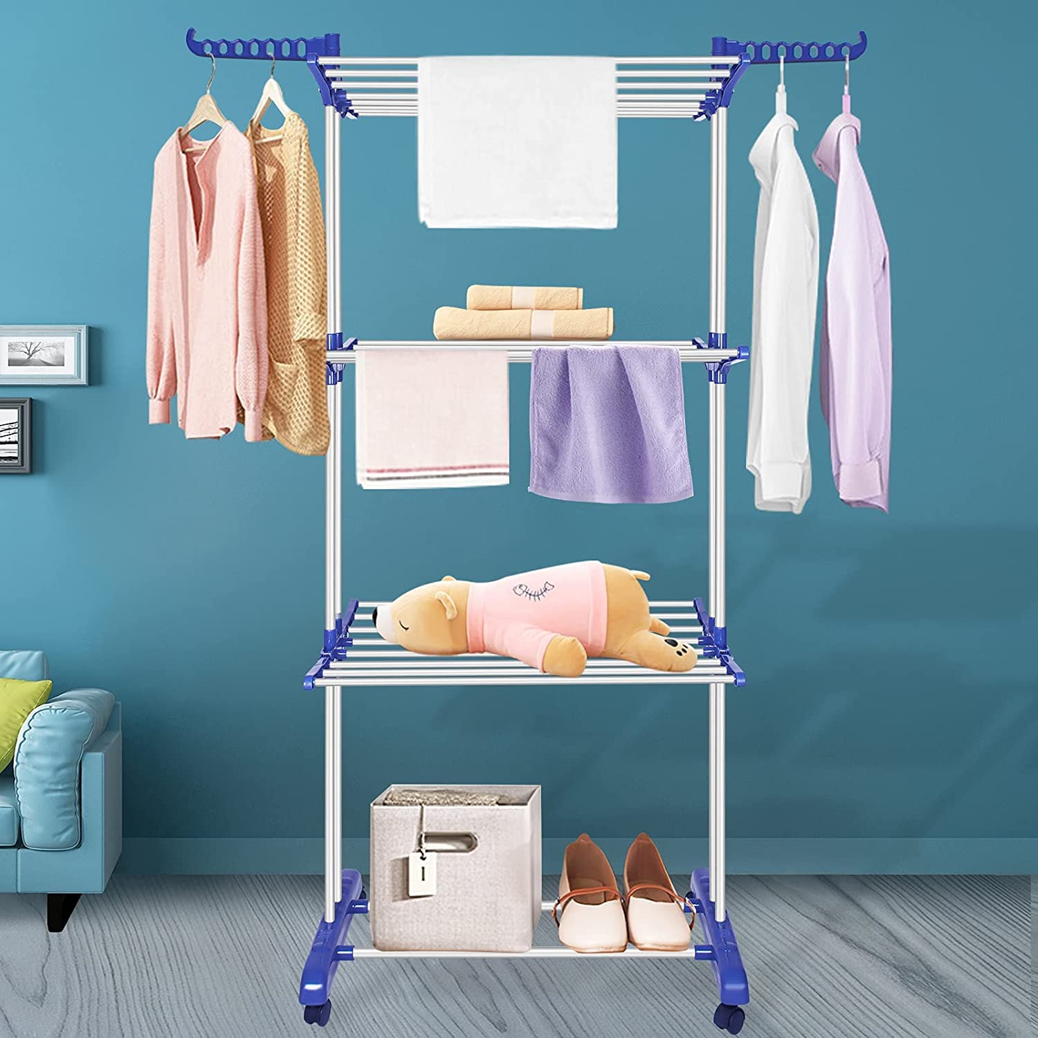 High Quality New Three Layers Clothes Drying Stand Rack Heavy Duty