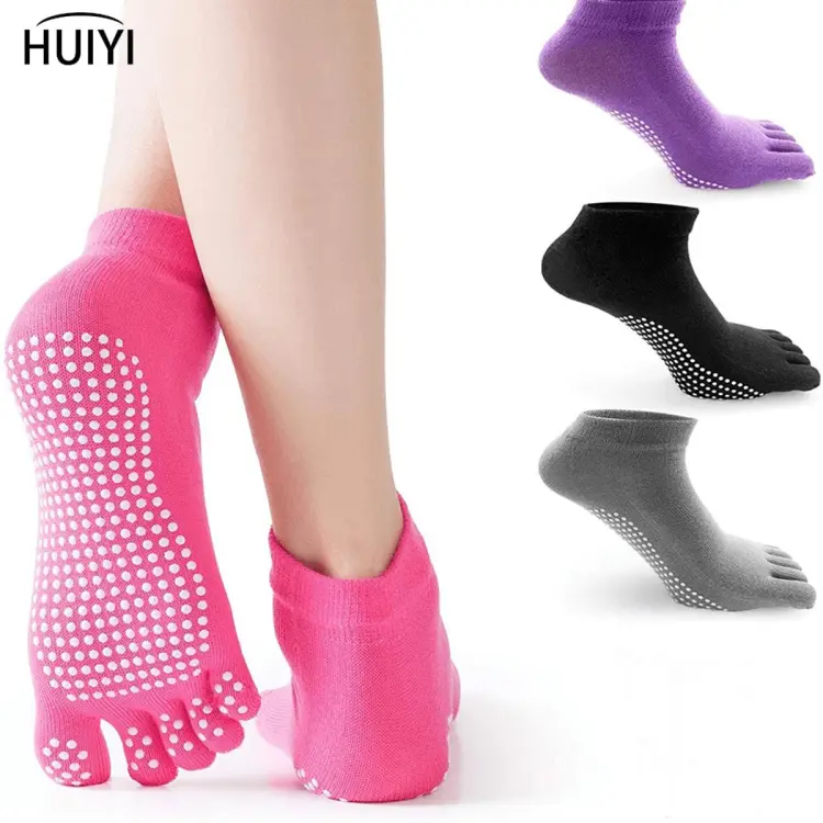 Yoga Toe Socks with Grips Pilates Women Toeless Socks for for Pilates Barre  Fitness Non-slip Socks