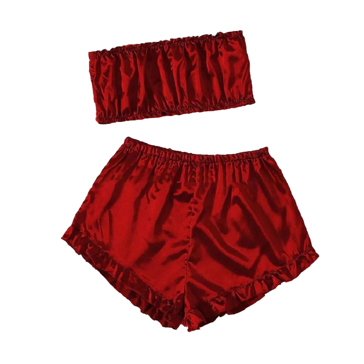 Bihaam - 2 Piece Women Girl Ladies Silk Satin Robe Crop Tops Shorts Sleepwear Babydoll Nightdress bridal Lingerie Nighty for Women Free Bra Size BI-013 Customized Product