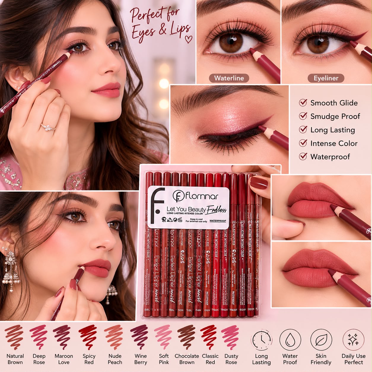 Long Lasting Lip Liner Pencil for Women Waterproof Intense Color Lipliner, Smooth & Precise Lip Contour Makeup Pencils