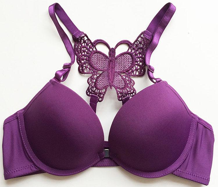 New Sexy Design Bra Butterfly Style Push Up Bra For Women Front Open Padded  Bra For Girls ( skin blue purple