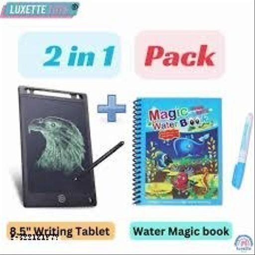 Combo of Digital Writing Pad with Waterbook | Smooth Writing Experience Similar to Paper | Wireless Connectivity for Convenient Usage | User-Friendly and Easy to Operate Children's Magic Water Book | Water Coloring Book for Kids | Reusable Water-Reveal Ac