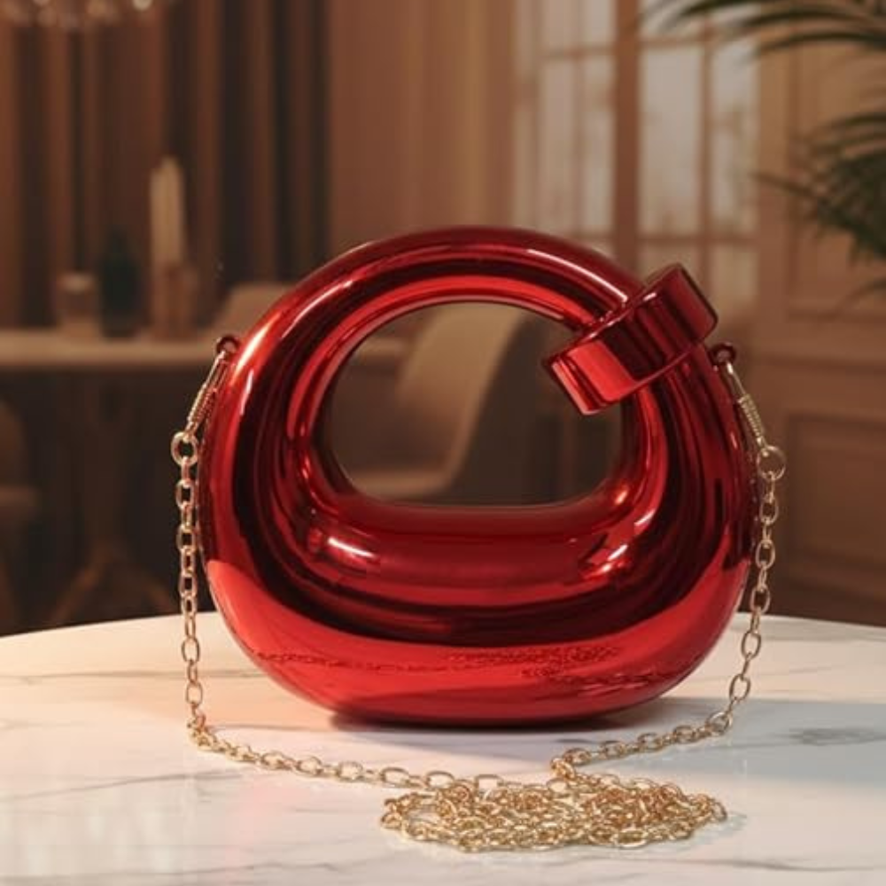 Clutches - Mini Bags - Purse - Acrylic Mini Bags For Girls - Acrylic Purse - Acrylic Chain Bag - Trendy Fashion Acrylic Clutch Purses - Moon Shaped Acrylic Bag - Moon Shaped Clutches - Stylish Clutches And Bags - New Acrylic Moon Shaped Mini Clutch
