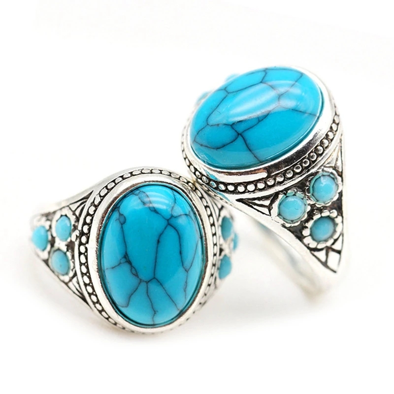 New Fashion Turquoise Engagement Ring For Men Vintage Fine Jewelry Hot Sale Party Jewelry